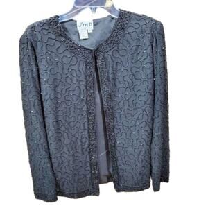 VINTAGE JMD‎ beaded black jacket Size large